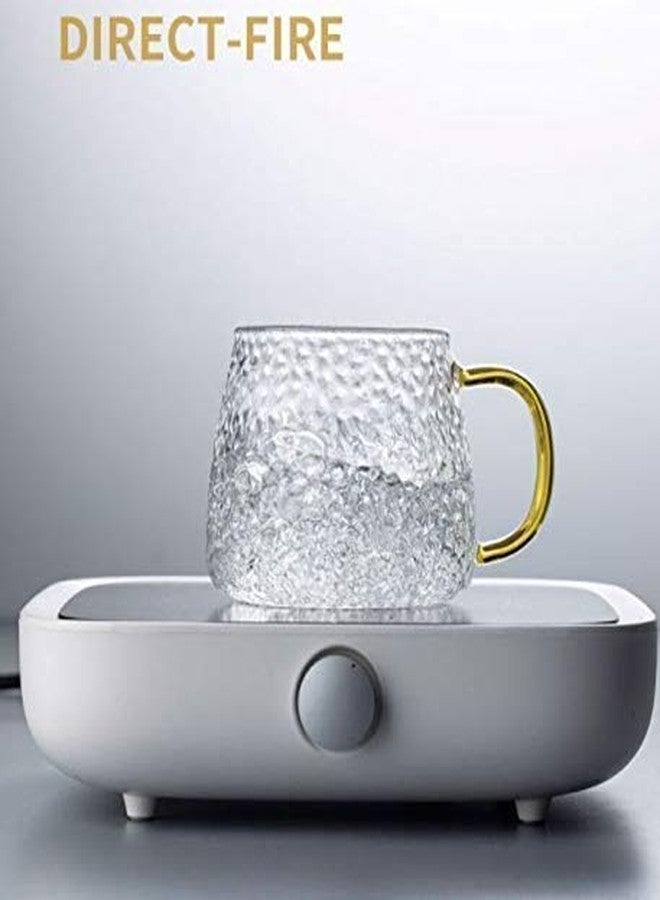 KELVEE كوب زجاجي للشاي والقهوة من كيلفي، يستخدم للشاي والقهوة والشاي الأخضر وشاي الليمون، كوب بمقبض ذهبي (410 مل، طقم من قطعتين) - Image 5